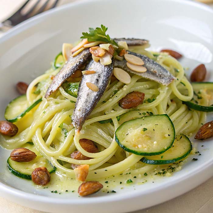 Spaghetti pesce e verdure